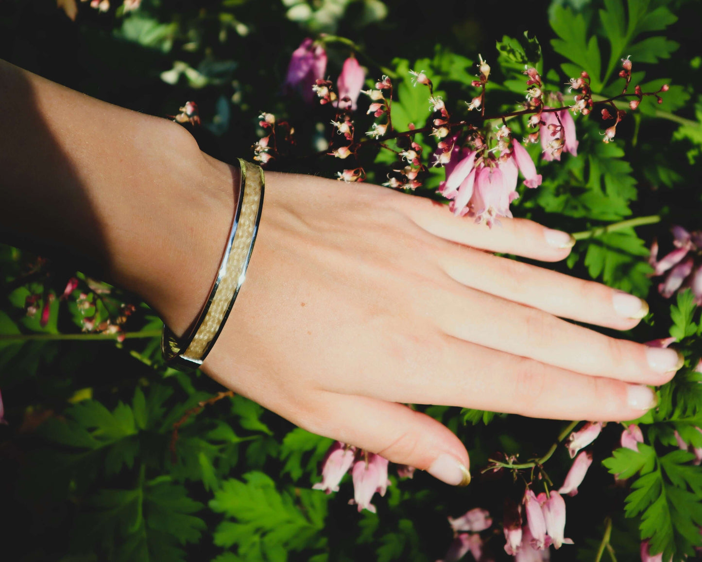 horse hair bangle on wrist